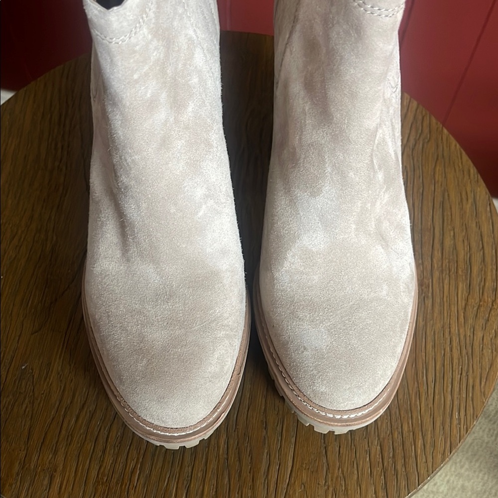 Vince Camuto Cream Heeled Boots with Suede Finish - Picture 12 of 12